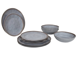 Bo-Camp 12 pcs louça de mesa Halo melamina cinzento e terra