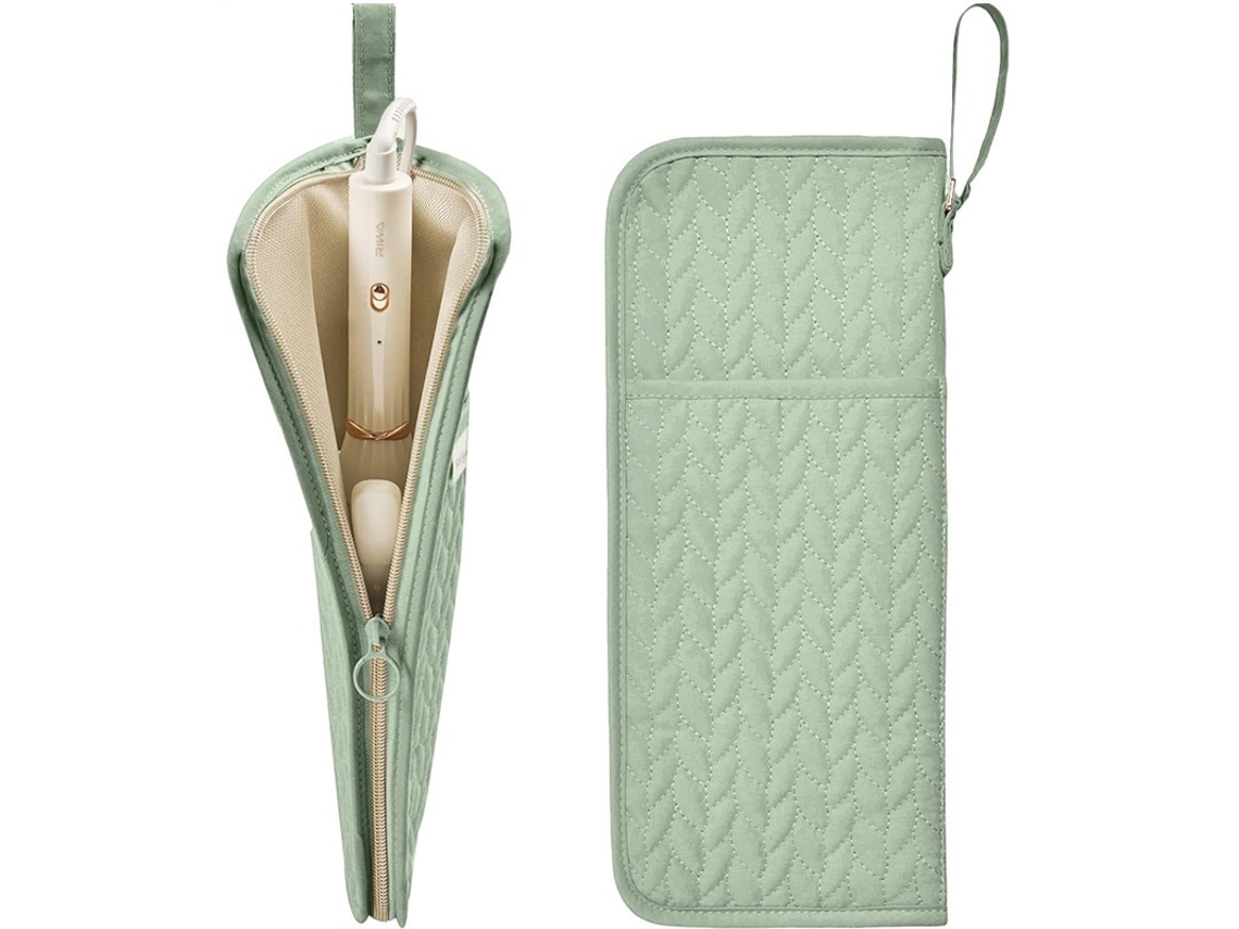 Bolsa Para Prancha De Cabelo Com Proteção Térmica Com Fecho Verde Elysve