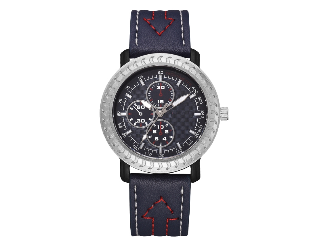 Reloj De Cuarzo Analógico Casual Simple Para Hombres Con Correa De Cuero Pu Azul