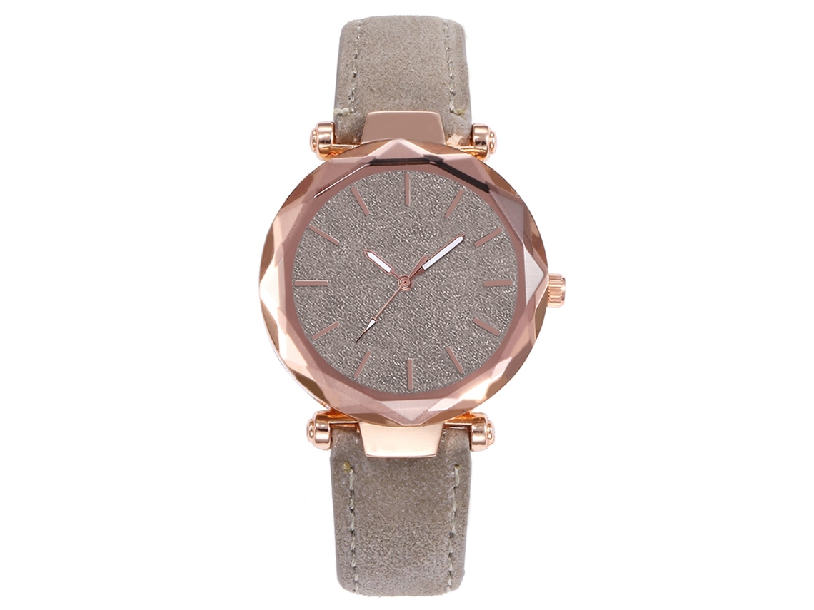 Relógio de Pulso Feminino Vansvar de Couro Pu com Textura Mate e Movimento de Quartzo Cinza