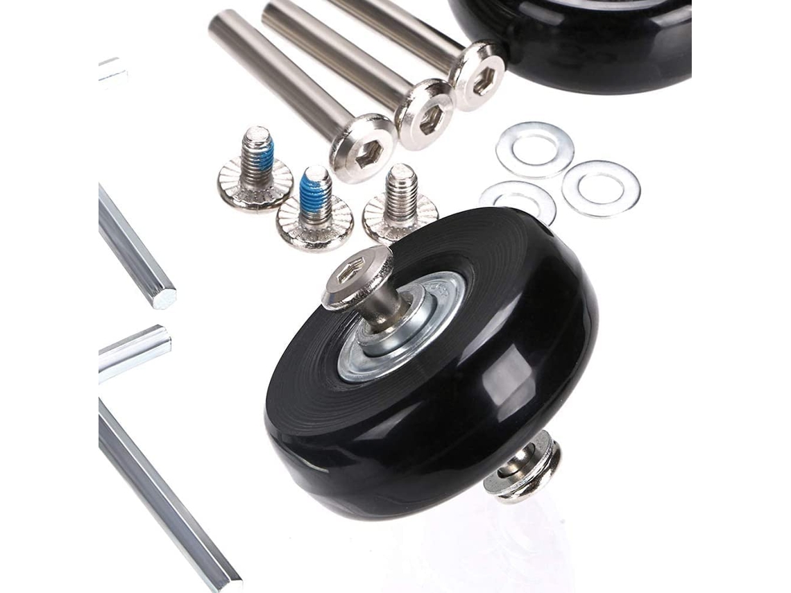 Conjunto De 2 Rodas De Substituição Para Mala, Medida 45 Mm, Em Borracha E Metal, Cor Preto