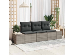 Vidaxl Conjunto De Sofá De Jardim 3 Unid. Cinzeto Vime Pe