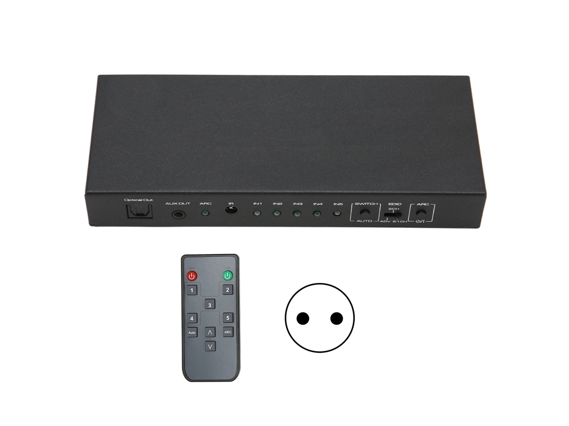 Aetheria extrator de Som 5 Portas com Switch Arc Hdr 4k 60hz Uhd Interface Multimídia Hd