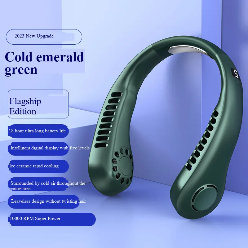 Ventilador de Pescoço Pedra de Gelo + Display Digital Verde AOZORZ