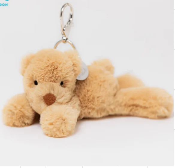 Chaveiro de Pelúcia Fofo, Pingente de Brinquedo Macio. Decoração para Bolsa. MDUG (urso Reclinado)