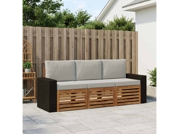 Vidaxl Conjuntos De Sofás Com Almofada 3 Pcs Madeira Sólida De Acácia