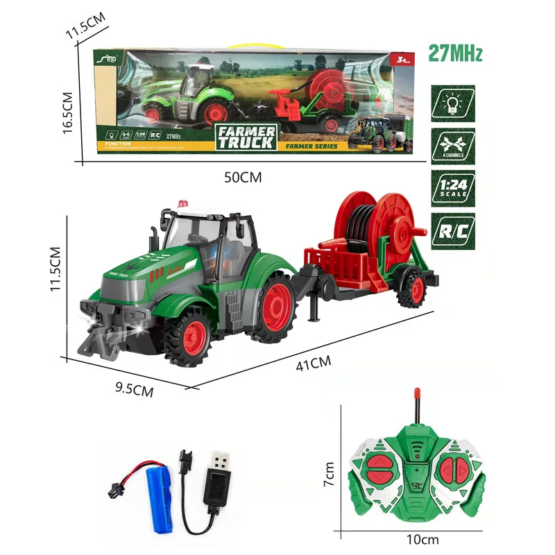 Câmera agrícola com controle remoto na escala 1:24, com rádio controle de 27MHz e luzes de LED.