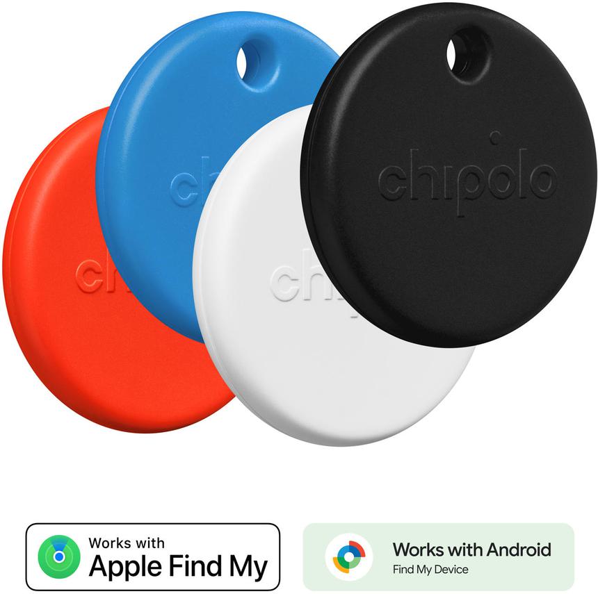 Localizador CHIPOLO Pop (4 unidades - Preto/Branco/Vermelho/Azul)
