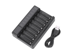 Carregador portátil inteligente Seivi com 8 slots, USB e visor, para pilhas AA, AAA, Ni-MH e Ni-Cd, ideal para viagens.
