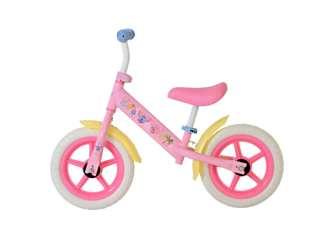 Bicicleta De Equilíbrio Stitch, Metal Rosa E Amarela, Bicicleta Infantil Disney Merkloos