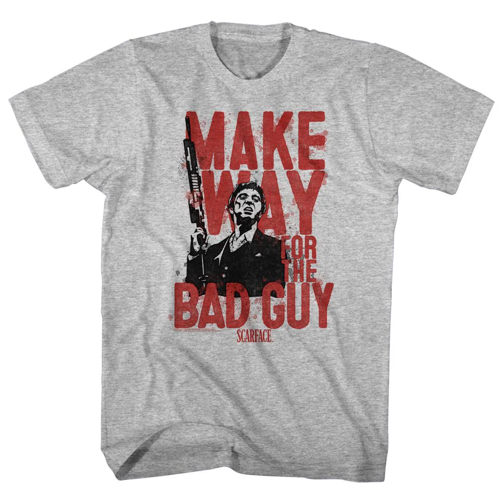 Unisex Adult T-shirt Rockinstone Scarface Movie The Bad Guy Heather Gray Sizexl