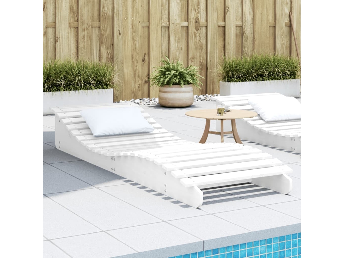 Vidaxl Espreguiçadeira 205x70x31,5 Cm Madeira De Pinho Maciça Branco