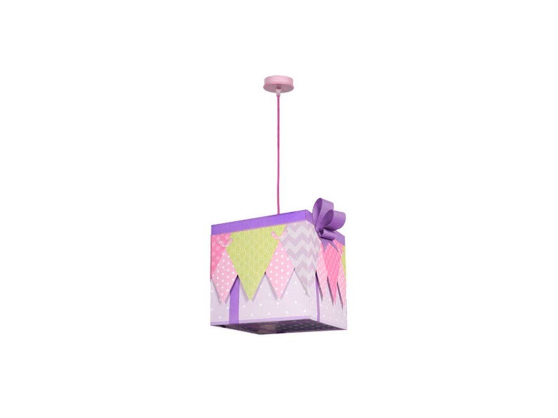 Luminária Pendente Grande Lilás Gift Series 1xe27 Fabrilamp (30x30x30cm)