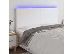 Cabecero de piel sintética con LED 160x5x118/128 cm Blanco