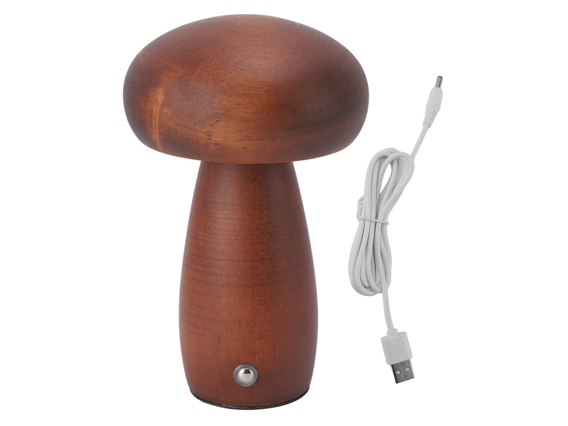 Lâmpada Cogumelo de Madeira Usb Recarregável com Dimmer | S/MARCA