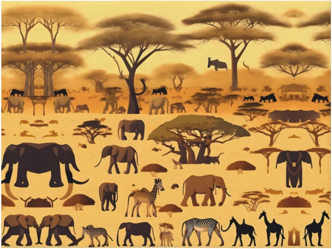 Manta de Flanela Ultramacia Phayah com Estampa Animais da Savana Africana Ideal para Sofá Cama Sala Estar Escr