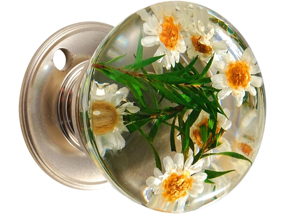 Puxador De Porta Cristal, Puxador Decorativo De Resina Transparente E Metal Para Gaveta Armário, Puxador De Esfera