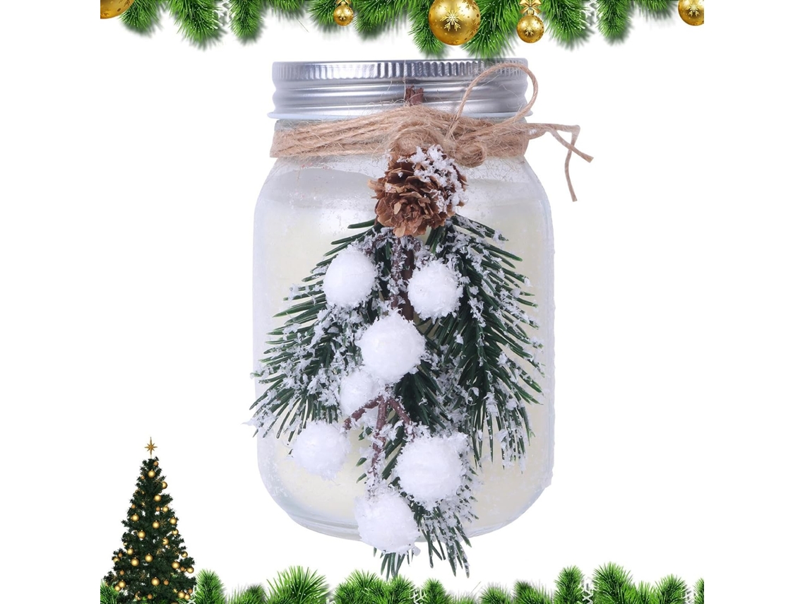 Vela Decorativa De Natal Em Pote, Feita De Soja | Vela De Inverno Decorativa |