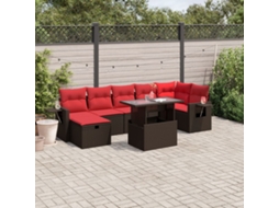 Vidaxl Conjunto De Sofá De Jardim Com 8 Peças E Almofadas Em Rattan Sintético Marrom