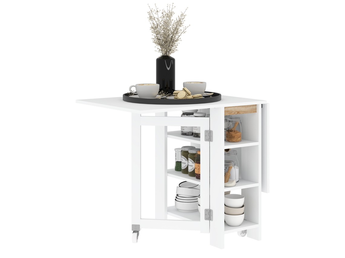 Mesa Dobrável Melamina de Madeira Cor Branco 120x60x75 cm Homcom