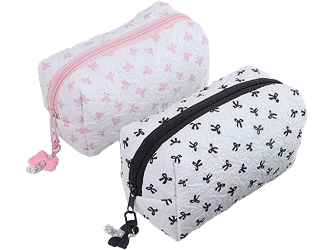 7 Estojo para Maquiagem, com Zíper, Estojo Aa Bow Bolsa de Maquiagem Grande e Lisa com Zíper CHABERLU