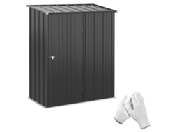 Abrigo De Jardim 1,34m², Trancável, Aço Galvanizado, Telhado Inclinado, 161,5x94,5x196cm, Preto.