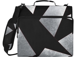 Pasta Arquivos De 1, 5 Polegadas Com Design Abstrato Preto E Prateado, 3-argolas Com Bolsos Extras E Alça