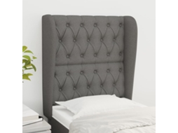 Vidaxl Cabeceira Cama C/ Abas Tecido 83x23x118/128 Cm Cinzento-escuro