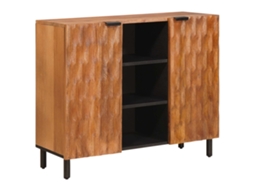 Vidaxl Buffet Com Porta Acabamento Em Acácia Marrom 90 X 33 X 75 Cm