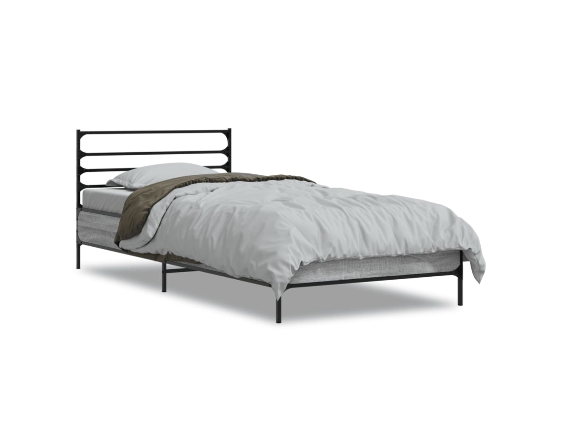 Bed Frame, Bed Frames Vidaxl Cinzeto Madeira Processada (100 X 200 Cm)