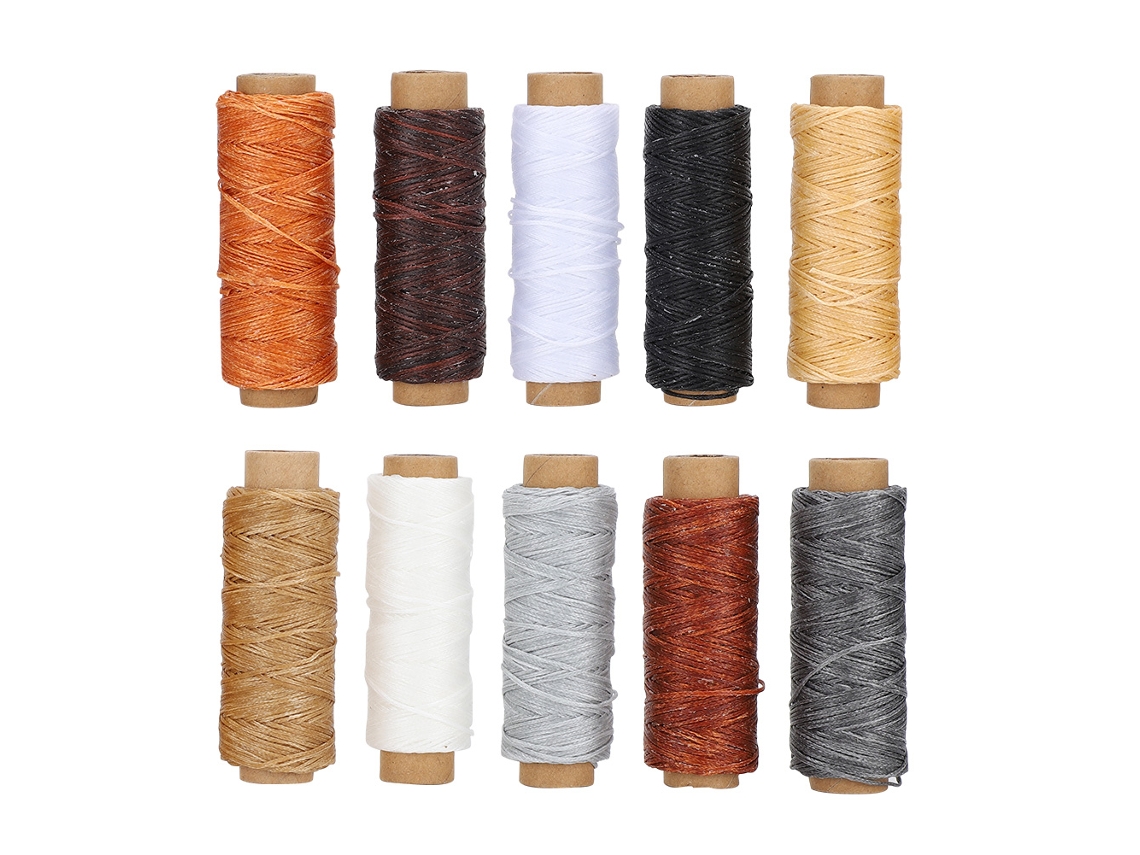 Kit De Fios De Costura À Mão 10 Cores 150d Para Artesanato De Couro Diy Materiais Duráveis