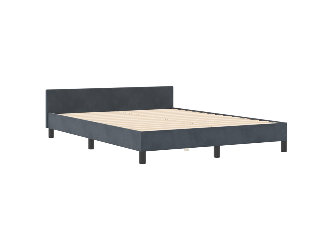 Conjunto 1 Cama Moderna Vidaxl Cinzento Veludo (140 X 190 Cm)
