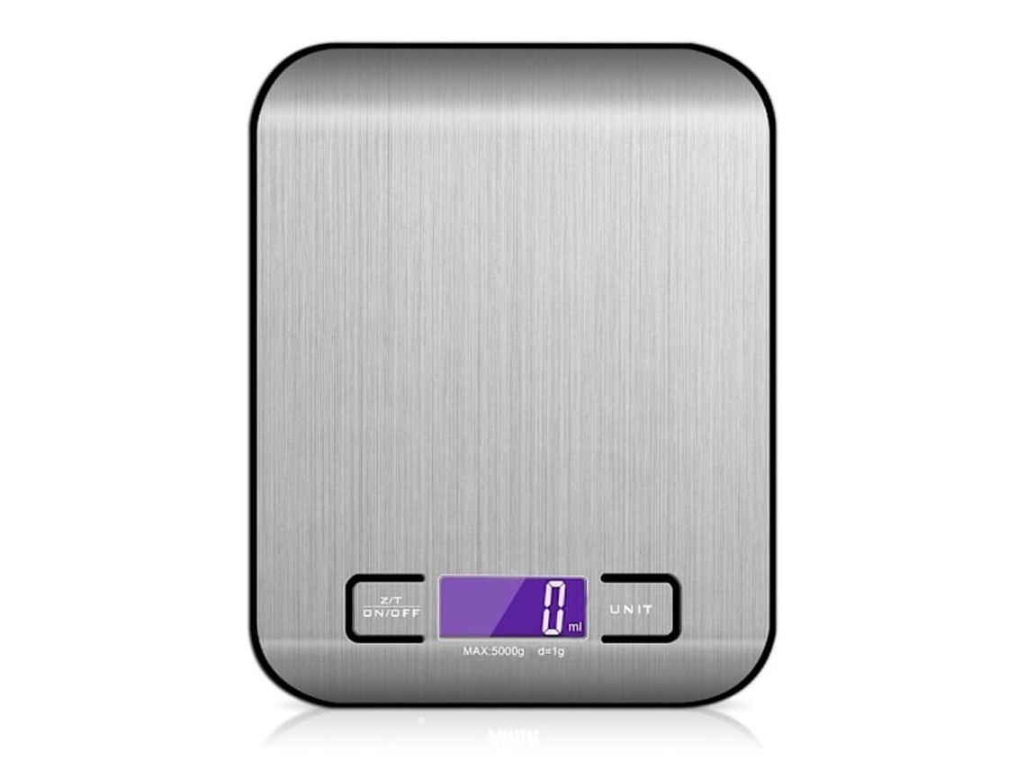 Balança de Cozinha Digital, Modelo Bolso, em Aço Inoxidável Capacidade 1g a 5kg, Multicolorida AQUAFORGE