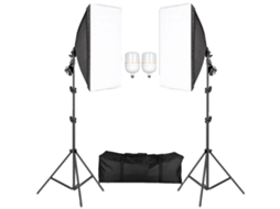 Kit De Iluminação Softbox, Suporte De Luz Ajustável, Compatível Com Lâmpadas E27, Lâmpada Bicolor