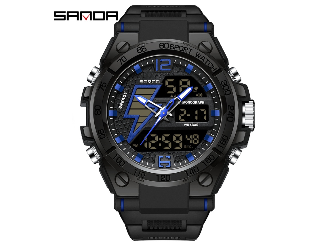 Relógio Eletrônico Masculino (preto E Azul), Relógio Esportivo À Prova D'água Para Atividades Ao Ar Livre, Relógio Eletrônico Multifuncional Luminoso