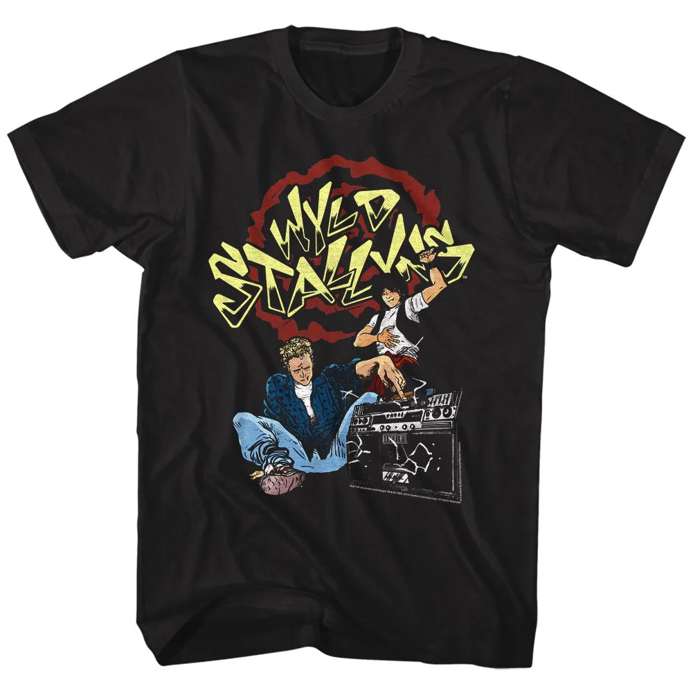 Unisex Adult T-shirt Rockinstone Bill And Ted El Stallyns Black Sizem