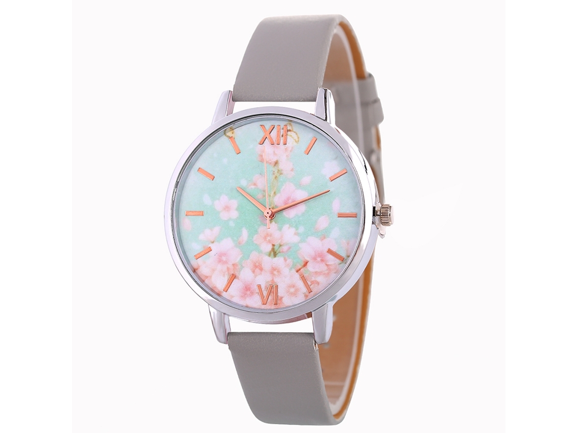 Relógio de Pulso Feminino Leisure com Pulseira de Couro Pu Cinza Zlf0552 c