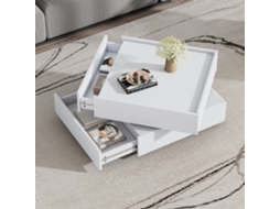 Mesa Centro Branca 60x60x38cm, 360°, 2 Andares. Cs