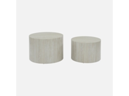 Mesa de Centro Redonda com Efeito Mármore Set de 2 Branco SWEEEK
