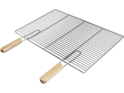 Grelhador Para Bbq Ecd Germany 60x40cm Retangular Aço Inox 2x Pegas De Madeira Amovíveis