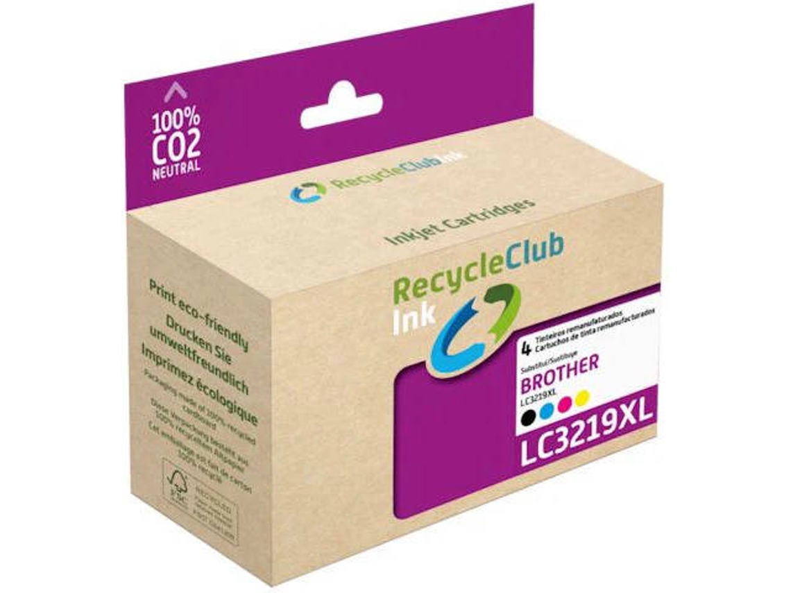 Pack 4 Tinteiros RECYCLECLUB LC3219XL Preto e Cores