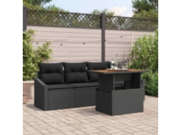 Vidaxl Conjunto De Sofá De Jardim 5 Unid. Preto Rattan Sintético