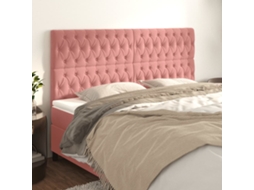 Vidaxl Cabeceira Rosa 200x7x118/128 Cm Veludo