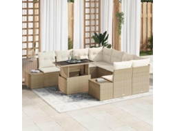 Vidaxl Conjunto De Sofá De Jardim 9 Unid. Bege E Creme Vime Pe