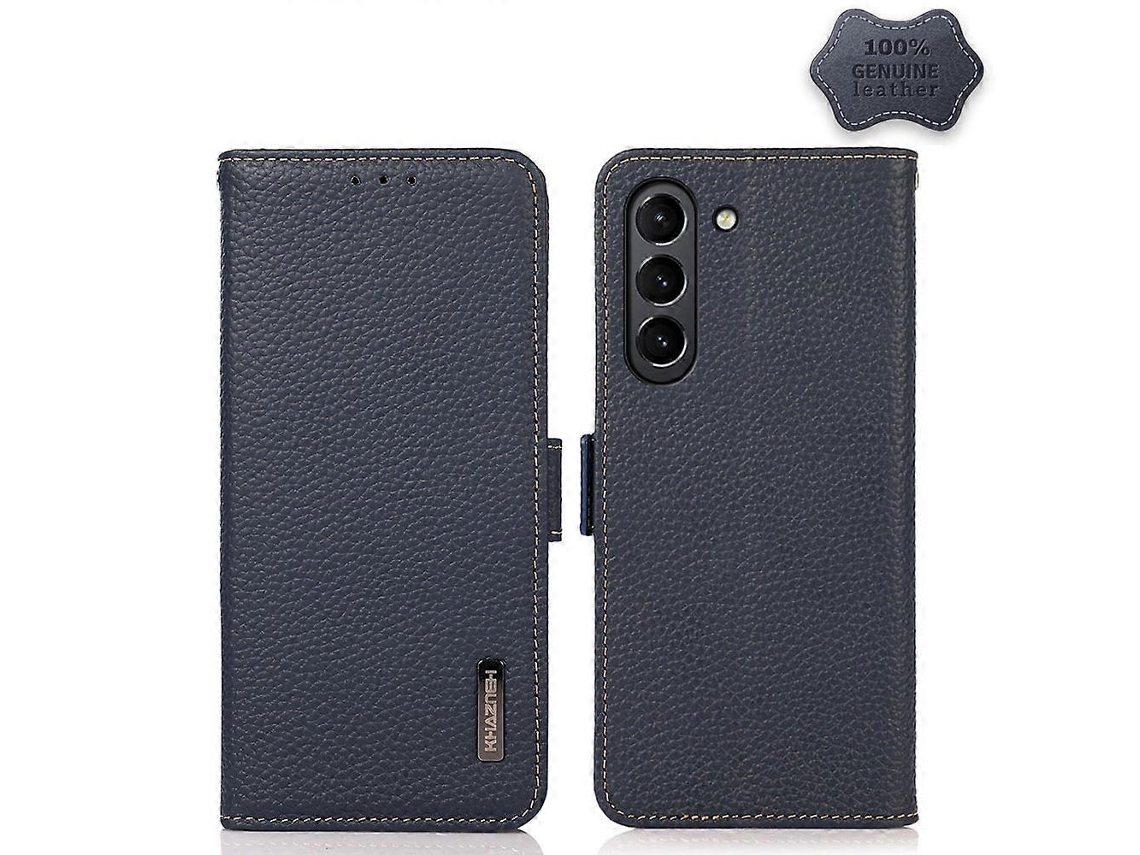 Capa De Celular Khazneh Com Revestimento Lateral Magnético De Couro De Lichia E Rfid Para Samsung Galaxy S21 Fe 5g