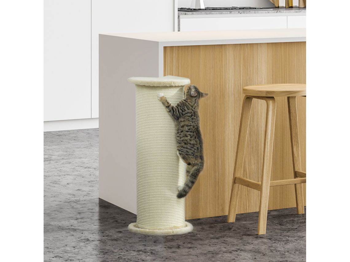 Cat Scratching Board Corner Design Space Saving 35cm X 35cm X 85cm Cream White