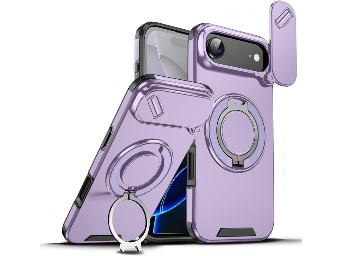 Capa Para Iphone 17 Air - Com Janela Deslizante E Suporte Magnético - Roxa
