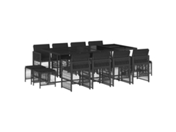 Conjunto de 13 Jantar para Jardim com Almofadões Vime Pe Preto MAISON EXCLUSIVE