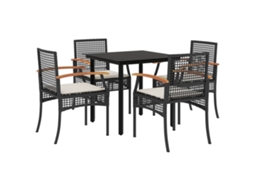Garden Dining Set, Garden Dining Sets Vidaxl Preto Rattan / Vime (mesa Com 80 Cm De Comprimento)