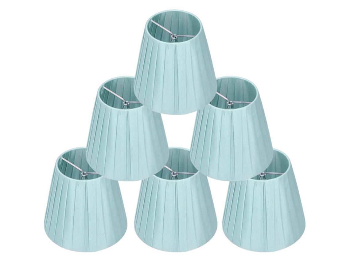 Juego de 6 pantallas de tela pequeñas para mesita de noche o lámpara de araña (azul claro) - aquaforge